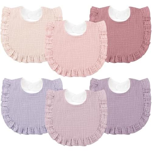 Bearmoss 6 Pack Muslin Baby Bibs for Drooling and Teething, Soft Bibs for Girls, Boys, Newborn