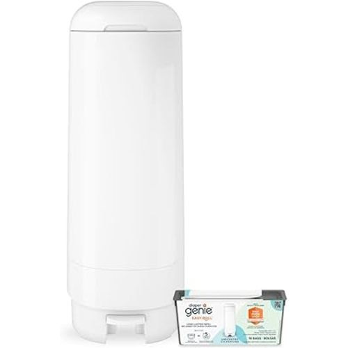 Diaper Genie Signature Pail Includes 1 Easy Roll Refill with 18 Bags | Holds Up to 846 Newborn-Sized Diapers Per Refill