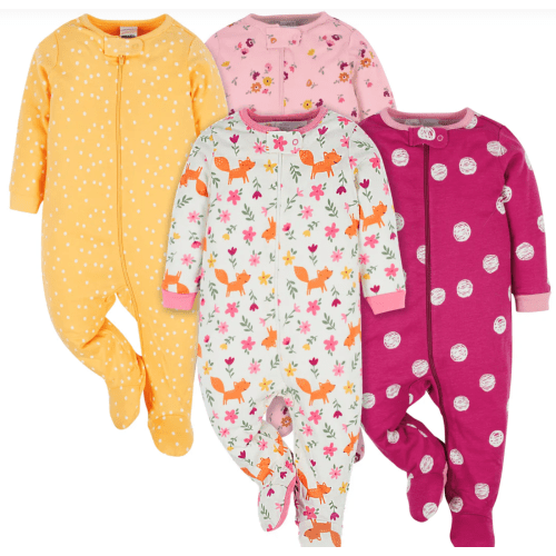 4-Pack Baby Girls Floral Fox Sleep 'N Plays – Gerber Childrenswear
