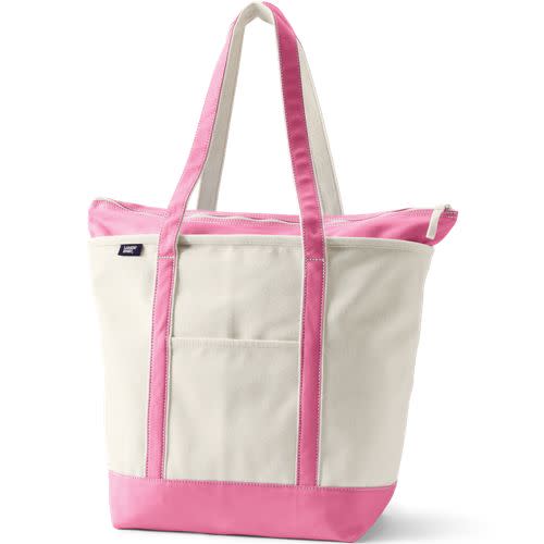 Monogramed Extra Large 5 Pocket Zippered Canvas Tote Bag | Lands' End