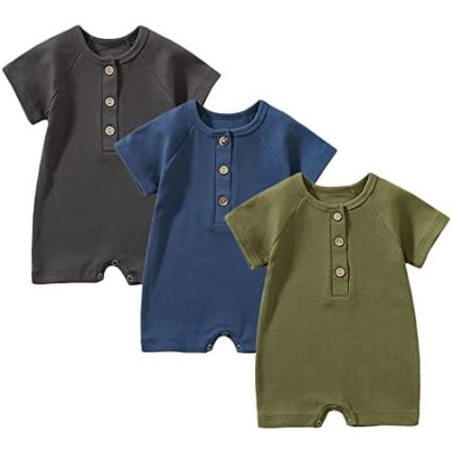 Baby Boys Girls 2 Pack Romper Jumpsuits Short Sleeve One Piece Clothes Sets