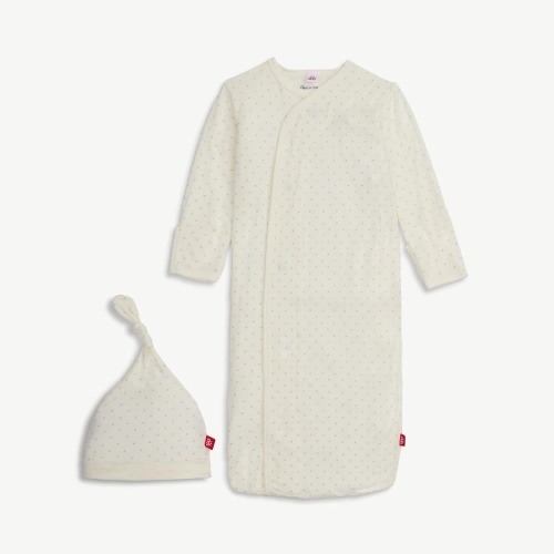 pin dot cream modal magnetic cozy sleeper gown + hat set – Magnetic Me