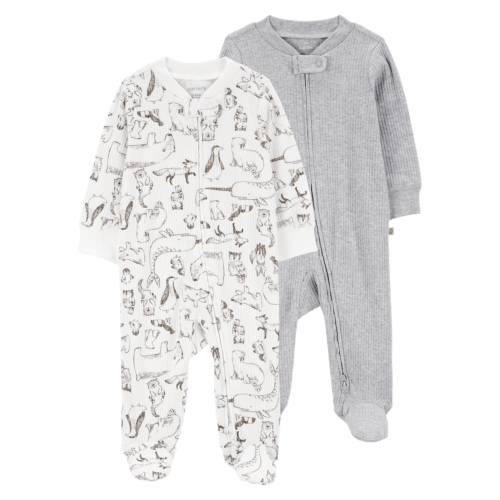 Baby 2-Pack Thermal 2-Way Zip Sleep & Play Pajamas | Carter's