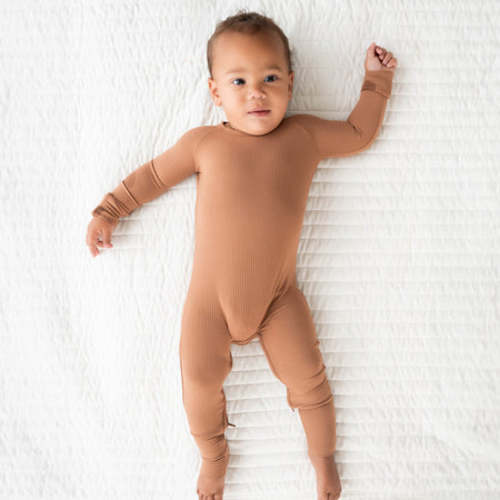 Caramel Ribbed Crescent Zippy