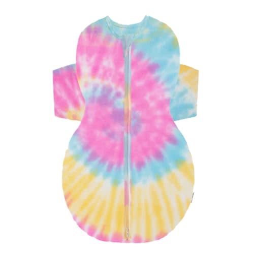 Happiest Baby SNOO Sleep Sack - 100% Organic Cotton Baby Swaddle Blanket - Doctor Designed Promotes Healthy Hip Development (Tie Dye Rainbow, Small)