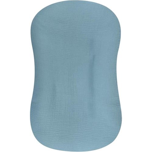 Muslin Baby Lounger Cover Soft Organic Cotton Slipcover Fits Newborn Lounger for Baby Boys and Girls (Blue)