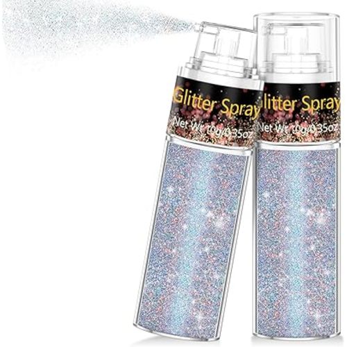 Hair and Body Glitter Spray, 1PC Glint-Rainbow Glitter Hairspray Dry Powder Makeup for Clothes, Festival Rave Prom Loose Sparkle Powder,Holographic Ultra Fine Resin Glitters for Crafts (Glint-Rainbow)