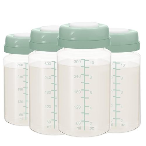 10oz Breast Milk Storage Bottle for Momcozy 22oz Breast Milk Cooler, Collection Bottle Container for Fridge, Pumping Bottles Compatible with Spectra Wide Neck Flange, 4PCS