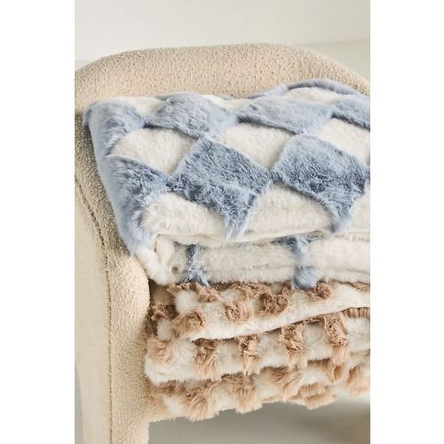 Chella Checkered Faux-Fur Throw Blanket