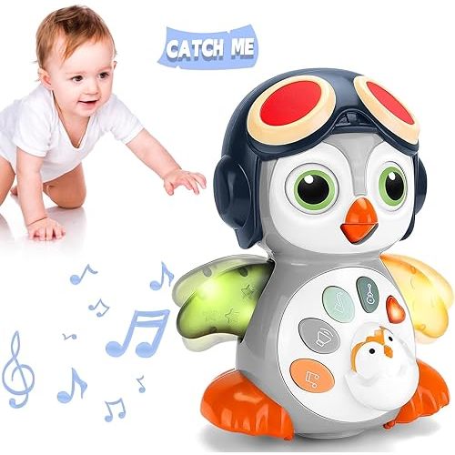 Crawling Penguin Baby Musical Toys-Tummy Time Toy Infant 0-3 0-6 6-12 12-18 Months Music Learning Crawl Interactive Development Toy Age 1 2 4 7 8 9 10 11 36 Month Toddler Boy Girl B'day Gift