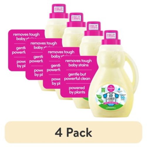 (4 pack) Dapple Baby Laundry Detergent, Fragrance-Free, 50 fl oz Bottle