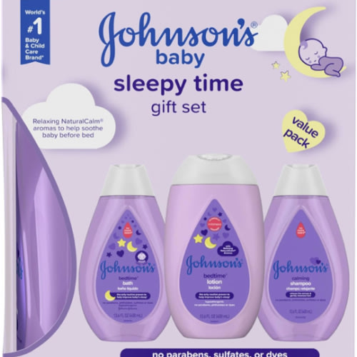 Johnson's Baby Sleepy Time Bedtime Gift Set with Relaxing NaturalCalm Aromas, Bedtime Baby Bath Shampoo, Wash & Lotion, Baby Bedtime Essentials, Hypoallergenic & Paraben-Free, 3 Items