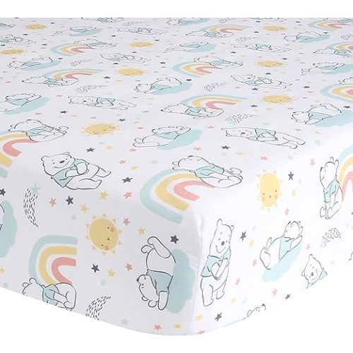 Lambs & Ivy Disney Baby Cozy Friends Winnie The Pooh White Fitted Crib Sheet