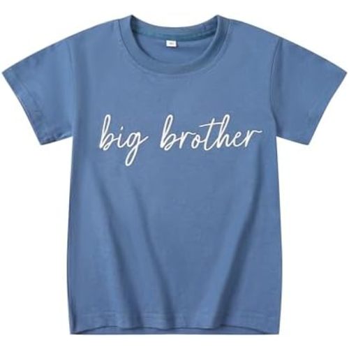 Big Brother T Shirt for Toddler Boy Announcement T-Shirt Sibling Reveal Embroidery Outfit Clothes 1t-5t