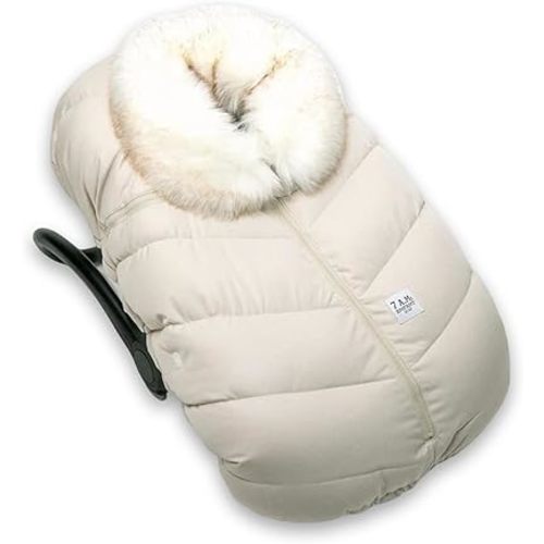 7AM Infant Car Seat Cover - Winter Puffy Cover with Center Zipper for Baby Boys & Girls, Lightweight, Windproof & Water-Repllent Outer Shell, Universal Fit for Infant Car Seat | (0-12M)