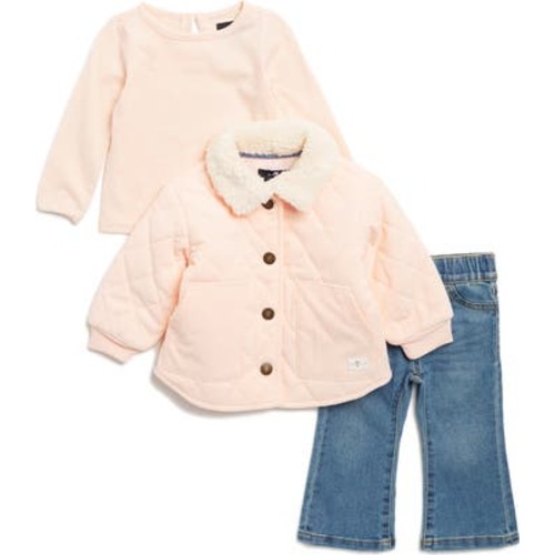 7 For All Mankind Quilted Jacket, Floral Top & Flare Jeans Set | Nordstromrack
