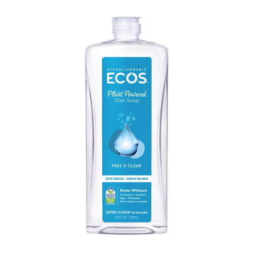 ECOS Hypoallergenic Dish Soap, Unscented, Gentle for Sensitive Skin, Plant-Based, 25 Fluid Ounce
