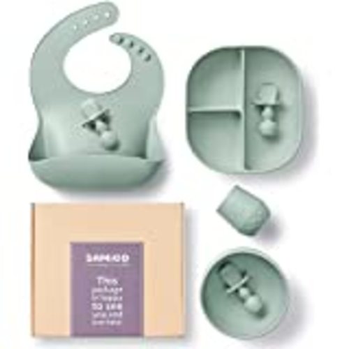 Little Keegs Baby Feeding Set - Baby Must Haves Gift Set - Baby Led Weaning  Supplies - Toddler Silicone Dishes - Suction Baby Bowl, Bib, Snack Cup