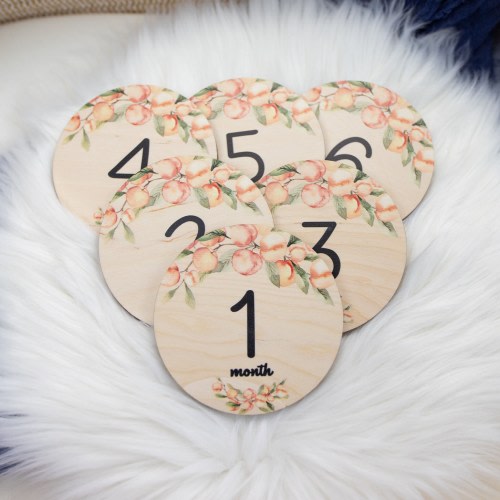 Peaches Milestone Cards, Baby Milestone Peaches Marker, Wood Milestone Card, Baby Milestones, Photo Prop, Georgia Peach Nursery F49