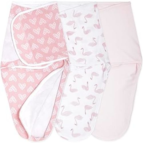 aden + anais Essentials Easy Wrap Swaddle, Cotton Knit Baby Wrap, Newborn Wearable Swaddle Sleep Sack, 3 Pack, Briar Rose, 0-3 Months