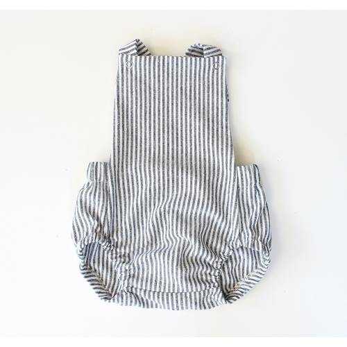 Linen Indigo Stripe Romper for Baby. Handmade Romper. Baby Boy Romper. Classic Short Baby Romper. Baby Gift. Vintage Romper. Toddler Romper