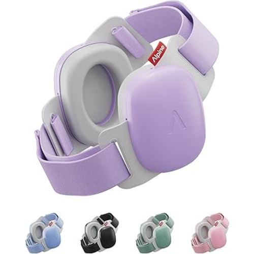 Alpine Muffy Baby Comfort - Baby Ear Protection Noise Cancelling - CE & ANSI Certified - Unique Headband for Safe fit & Comfort - Multi-adjustable for Ages 3-48 Months - 24dB Sound Reduction, Purple