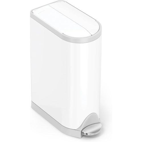 simplehuman Diaper Can with Odorsorb System (Odorsorb Pods and Odorsorb Liners), 18 Liter/ 4.8 Gallon, White Stainless Steel
