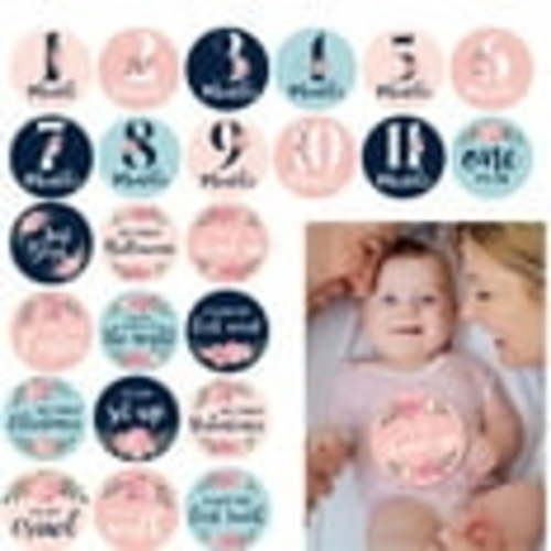 24 Pcs Baby Monthly Milestone Stickers 0-12 Months, Newborn Photo Blanket, Holiday & Skills Stickers, Matte & Waterproof