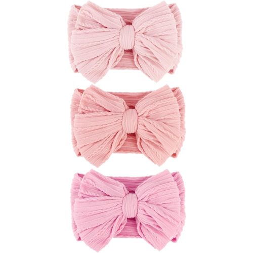 3 Pcs Baby Bows Headbands Nylon Newborn Baby Headbands Toddler Infant Hairbands with Big Bows for Baby Girl Newborn Essentials