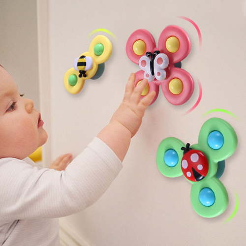 3PCS Whirly Spinner Toys Funny Butterfly Suction Cup Spinning Top Toy Bath Toy