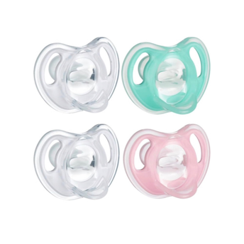 Tommee Tippee Ultra-Light Silicone Pacifier, Symmetrical One-Piece Design, BPA-Free Silicone Binkies, 0-6m, 4-Count