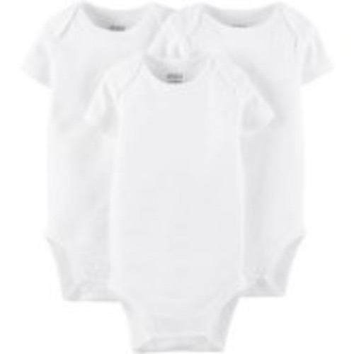Short Sleeve White Bodysuits, 3-pack (Baby Boys or Baby Girls, Unisex)