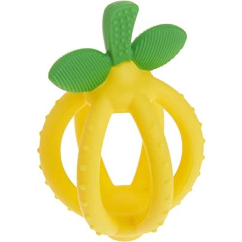 Itzy Ritzy Teething Ball & Training Toothbrush – Silicone, BPA-Free Bitzy Biter Lemon-Shaped Teething Ball Featuring Multiple Textures to Soothe Gums and an Easy-to-Hold Design, Lemon