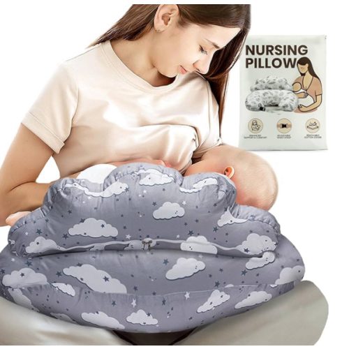 Nursing Pillow – Plus Size Breastfeeding Pillows with Security Fence for Enhanced Support & Comfort – Removable Cotton Cover, Adjustable Waist Strap, Newborn Essentials Must Haves Baby Registry Search