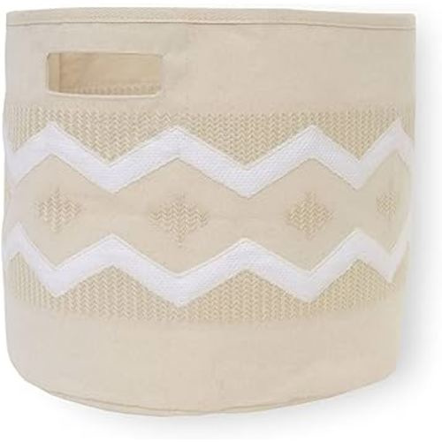 Crane Baby Fabric Storage Bin for Nursery and Toddlers, Toy Storage for Boys and Girls, Boho, 13" w x 12" h