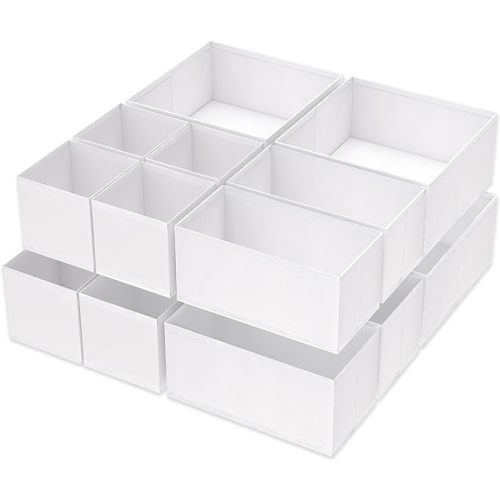 Criusia Drawer Organizer Clothes,16 Pack Underwear Drawer Organizers, Foldable Closet Organizers and Storage Dresser Drawer Dividers Clothing Organizer for Clothes, Socks, Scarves, Bra, Ties (Beige)