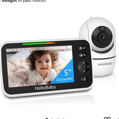 HelloBaby No WiFi Baby Monitor 5" Screen 30-Hour Battery Pan-Tilt-Zoom Video Upgrade with Camera and Audio, Night Vision, VOX, 2-Way Talk, 8 Lullabies and 1000ft Range