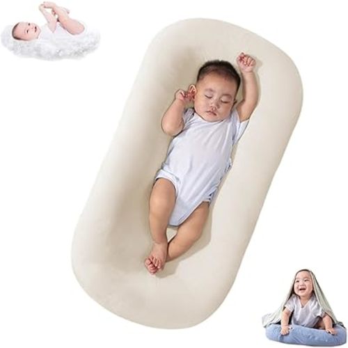 Lucakuins Baby Lounger, Bionic Design Baby Lounger for Newborn 0-24 Months, Soft Organic Cotton Breathable Lounger for Infants