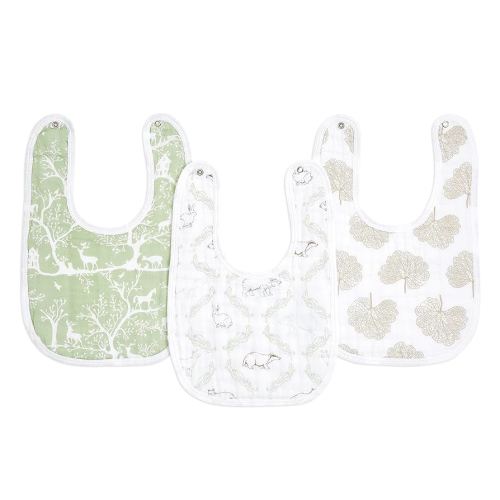 aden + anais Essentials Baby Bibs Soft & Absorbent 100% Muslin Cotton Adjustable Snap Bibs Set for Boys and Girls, 3 Pack, Harmony
