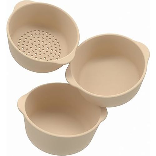 Inspire My Play - 3 x Nesting Bowls and Sieve - Perfect for Sensory PlayTray - Sensory Bin Accessories - Special Education Classroom Supplies - Montessori Education Toys - Natural