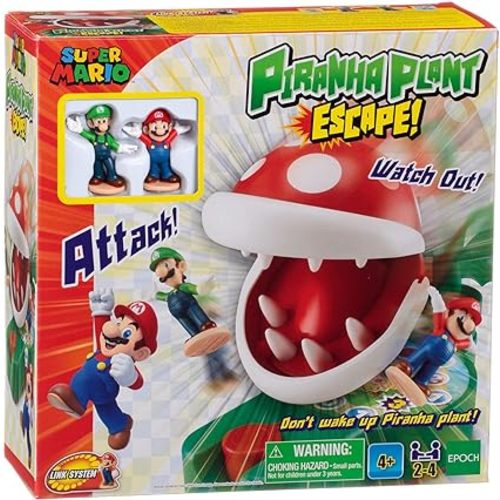Super Mario Piranha Plant Escape! Tabletop Skill and Action Game with Collectible Super Mario Action Figures