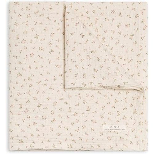 Colored Organics Kendi Baby Organic Cotton Swaddle - Infant Receiving Blanket - Camellia Floral/Shell + Fern Muslin