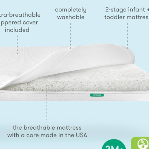 Newton Baby Essential Crib Mattress - Safe, Ultra-Breathable & Machine Washable Infant Crib Mattress, Removable Cover, Thick Cushion - White