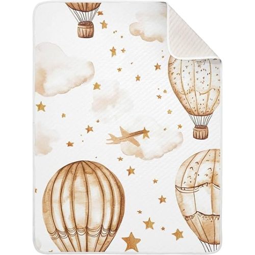 Qilmy Watercolor Hot Air Balloons Baby Blanket for Boys Girls Kids with Soft Cotton, Cute Cozy Warm Nursery Receiving Swaddle Blanket for Toddler Infant Crib, 30 x 40 Inch