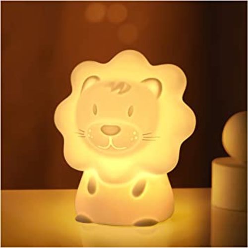 JADENS Cute Night Light for Kids – Paint Free Silicone Lion LED Nightlight, Nursery Lamp with Timer, for Toddler, Baby, Girls, Boys, Children Gift, Bedroom