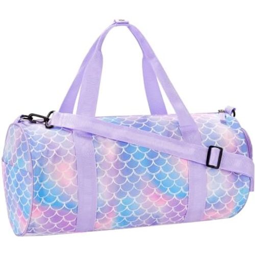 Choco Mocha Kids Duffle Bag Girls Mermaid Duffle Bag for Kids Little Girls Overnight Bag for Kids Duffel Bags Weekender Travel Bag for Girls Sleepover Bag for Kids Toddler Gym Dance Bag Gift Purple