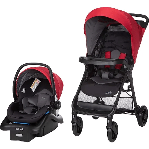 Safety 1st Smooth Ride Travel System Stroller and Car Seat OnBoard™ FLX - Efficient Infant Car Seat Stroller and Infant Car Seat and Stroller Combo, Black Cherry