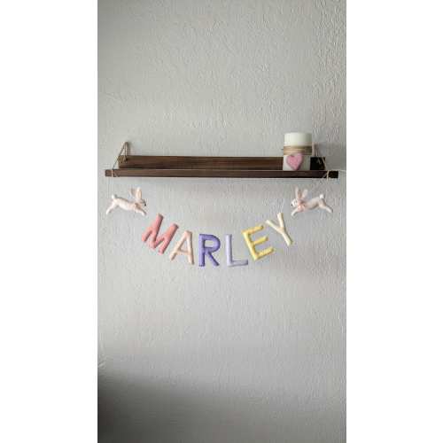Custom rabbit felt name banner, Name banner for nursery/room, Rabbits banner, Birthday felt decor