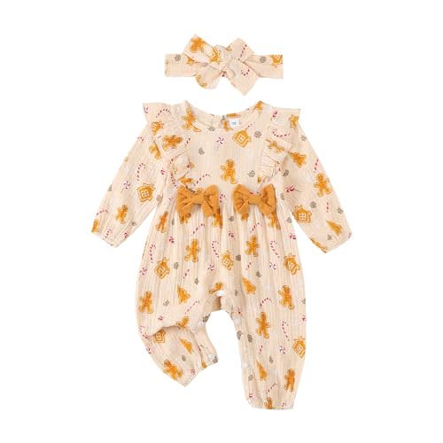 Halloween Baby Girl Outfit Infant Fall Clothes Long Sleeve Bubble Romper Pumpkin Bodysuit Jumpsuit with Headband