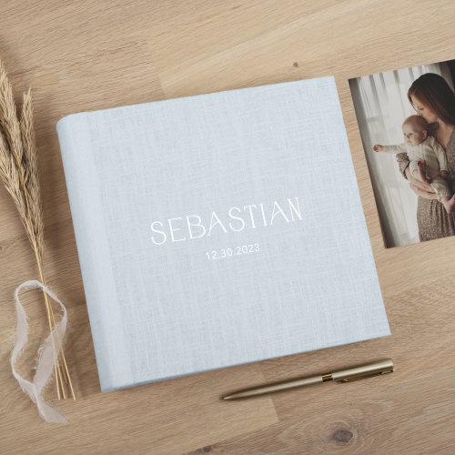 Baby Photo Album with Sleeves for 200 4x6 Photos | Slip In Photo Album | Personalized Linen Memory Book | Bestseller Baby Shower Gift